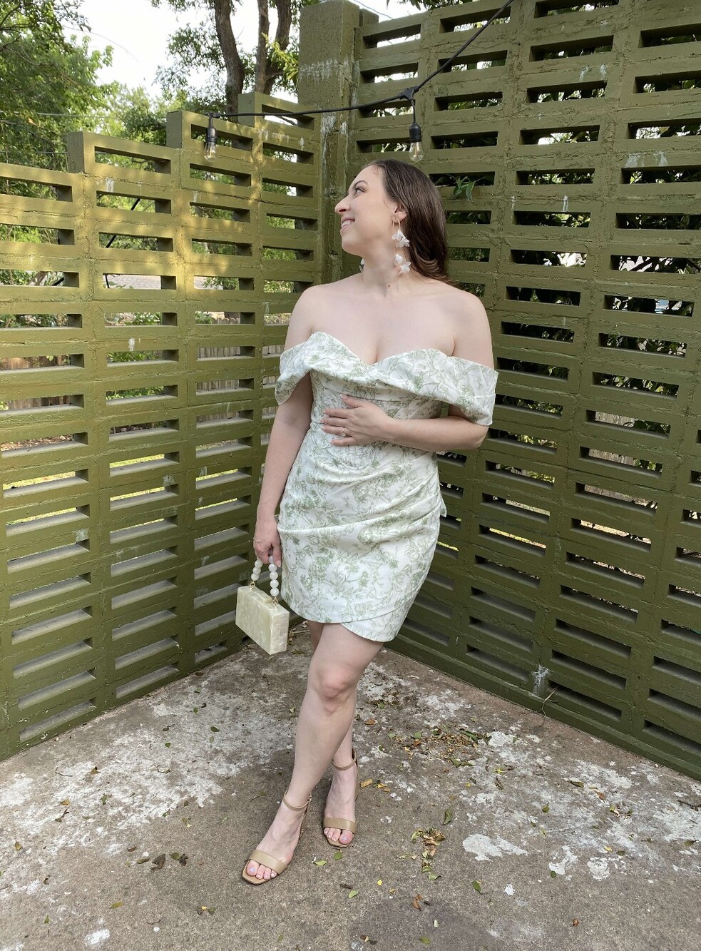 Lavish Alice Light Green Floral Strapless Mini Dress